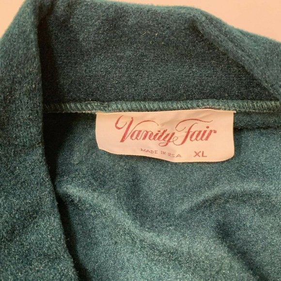 VTG Vanity Fair Green Fleece Nightgown Zip Robe Embroidery Long Sleeve Size XL - Picture 6 of 7